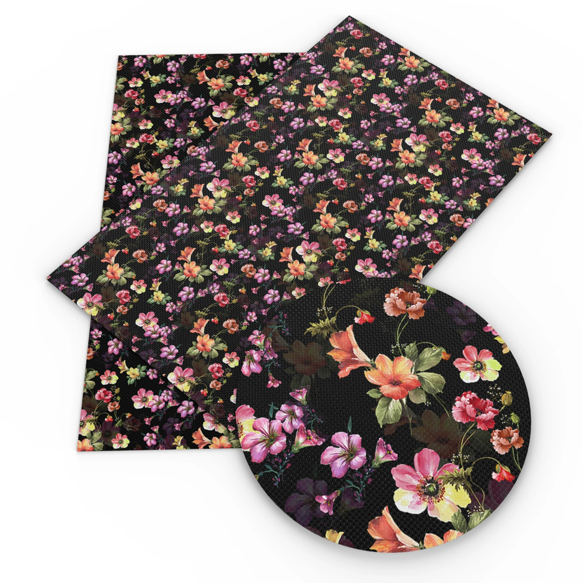 

20*34cm Plant Paint Printed Faux Leather Fabric Sheet Vinyl Leatherette Clothing Upholstery DIY Earrings Hair Bows,1Yc13488