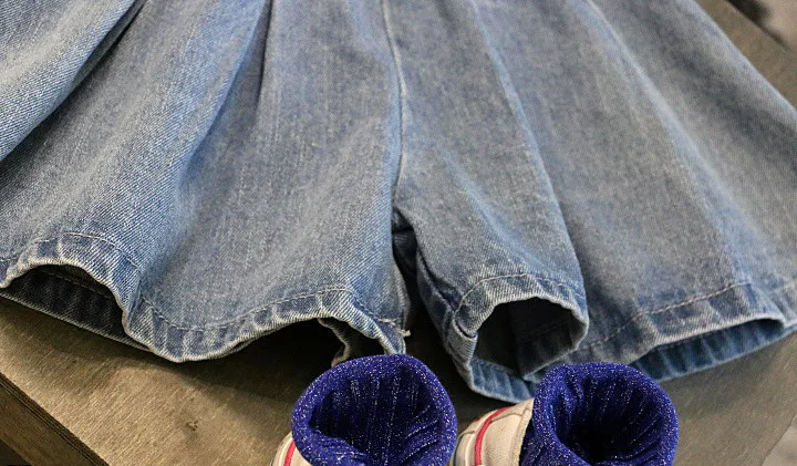 Baby Dress 2021 Summer New Denim Shorts Pleated Skirt Girls Thin Loose Hot Pants Girls Casual Skirt Pants Dress For Baby Girls images - 6