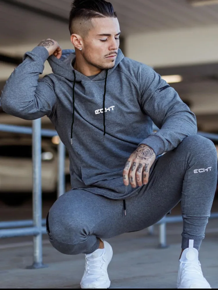 Толстовка мужская с длинным рукавом Повседневная модная брендовая однотонная