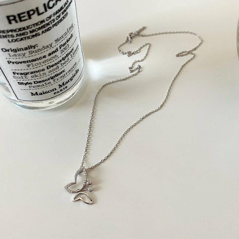 Kinel Butterfly ожерелье из стерлингового серебра 925 пробы циркон короткое Серебрянное