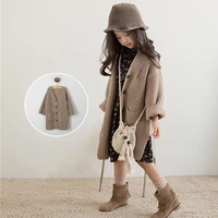 girls sweater cardigan 2021 new autumn clothes 4 15 years old childrens korean big childrens mid length thick knit jacket