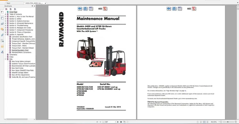 Библиотека технических публикаций RAYMOND Forklift 2020 | Автомобили и мотоциклы