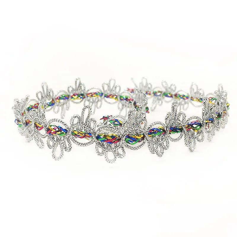 1 м золотистые волны красочные тканые кружева Серебристые Украшенные