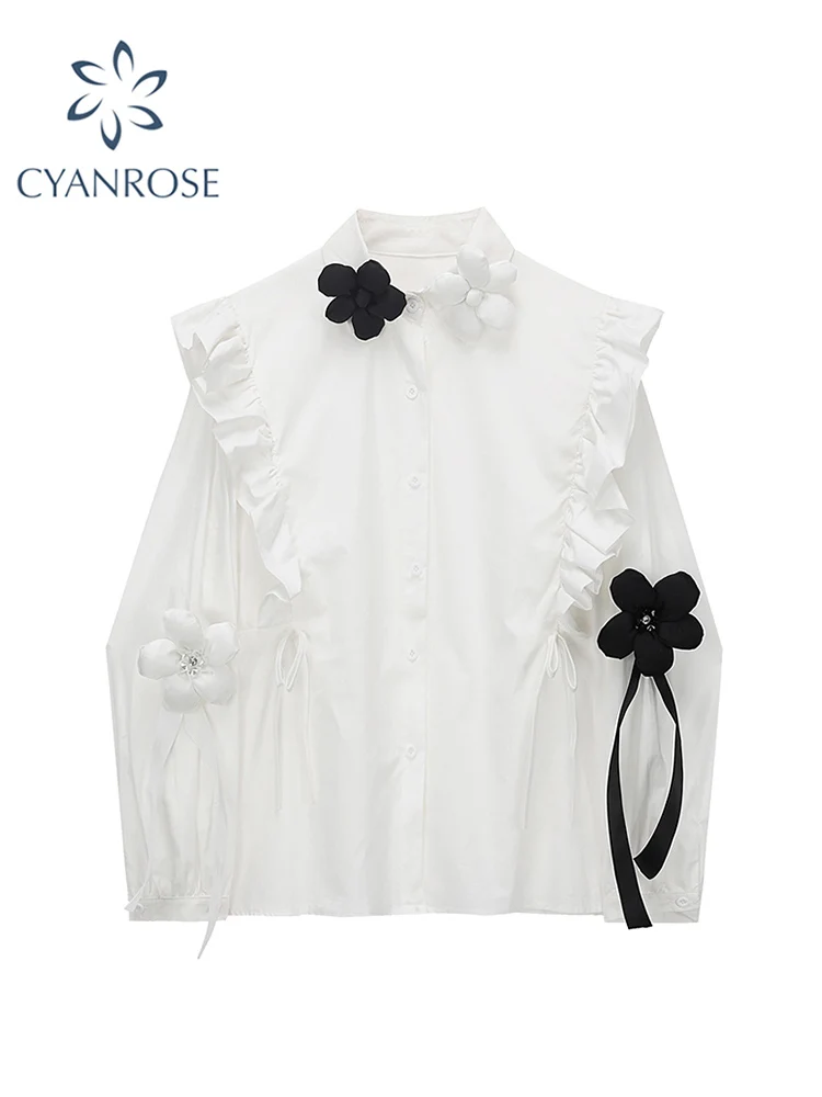 

New Women Blouse Agaric Lace Patchwork Peter Pan Collar Office Ladies Single Breasted Vintage Elegant Casual Shirts Chic Blusas