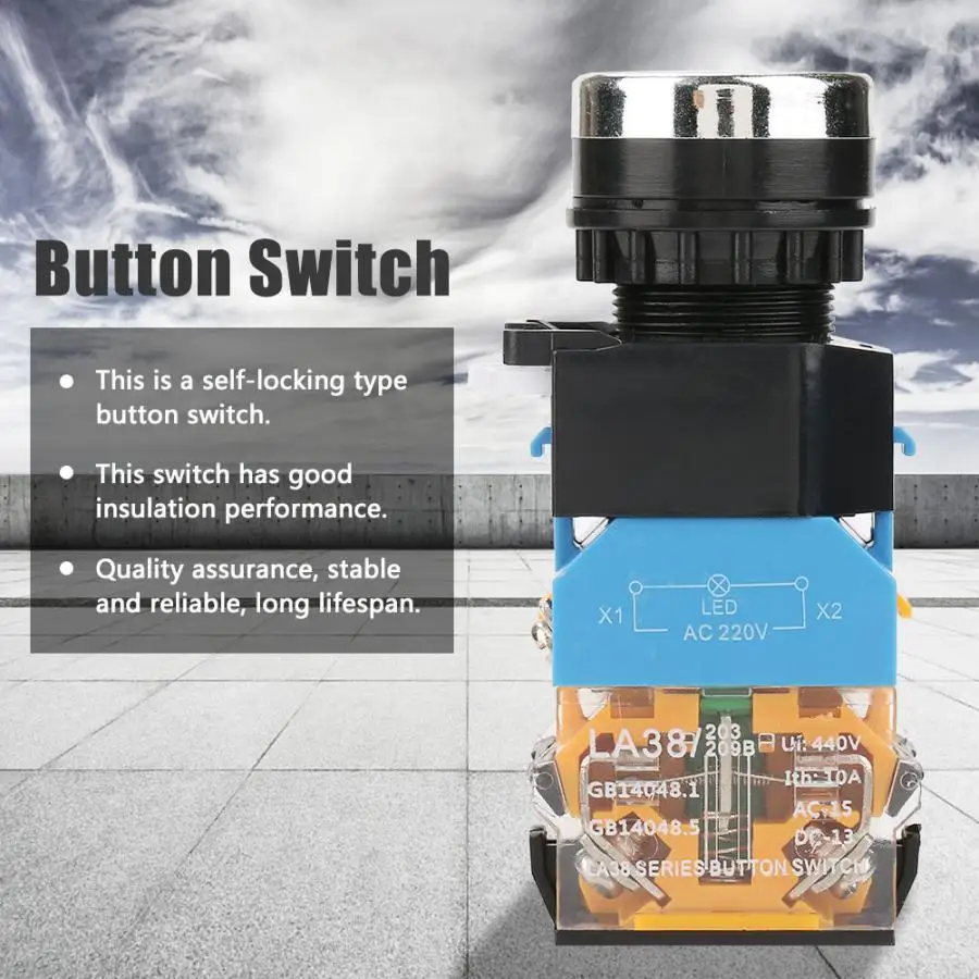 _ Самоблокирующийся Красный кнопочный переключатель со светодиодный светильник