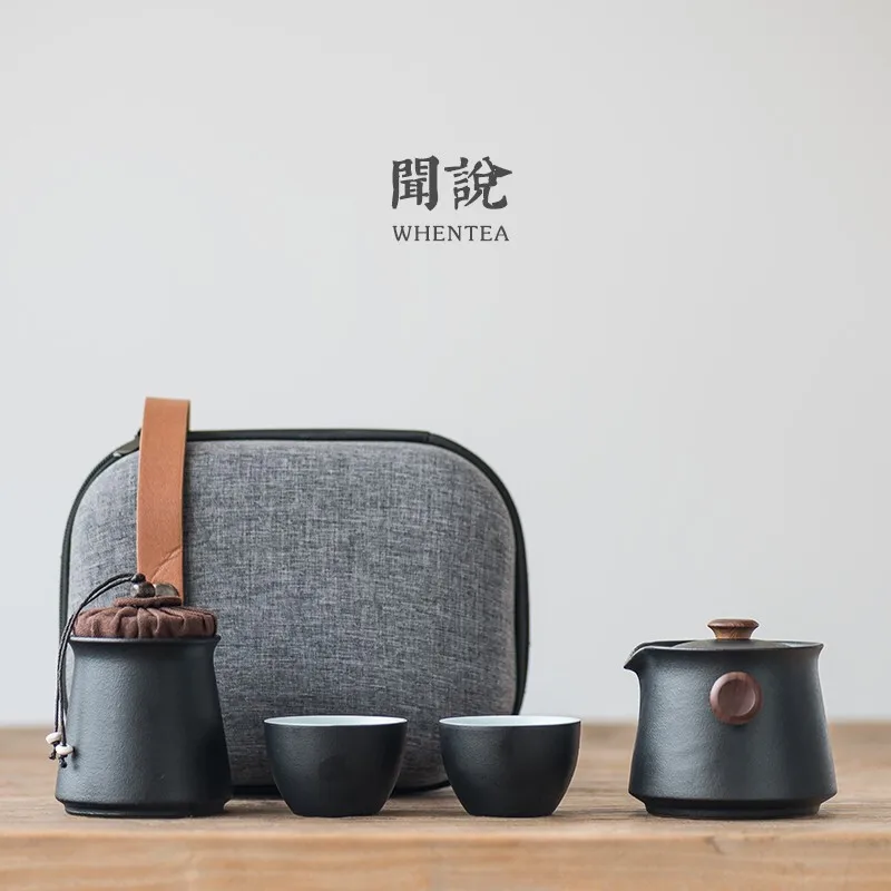 

Черный песок глазурью керамический чайник чашка набор японский Керамика сумка для переноски на открытом воздухе Кунг Фу Путешествия Чайны...