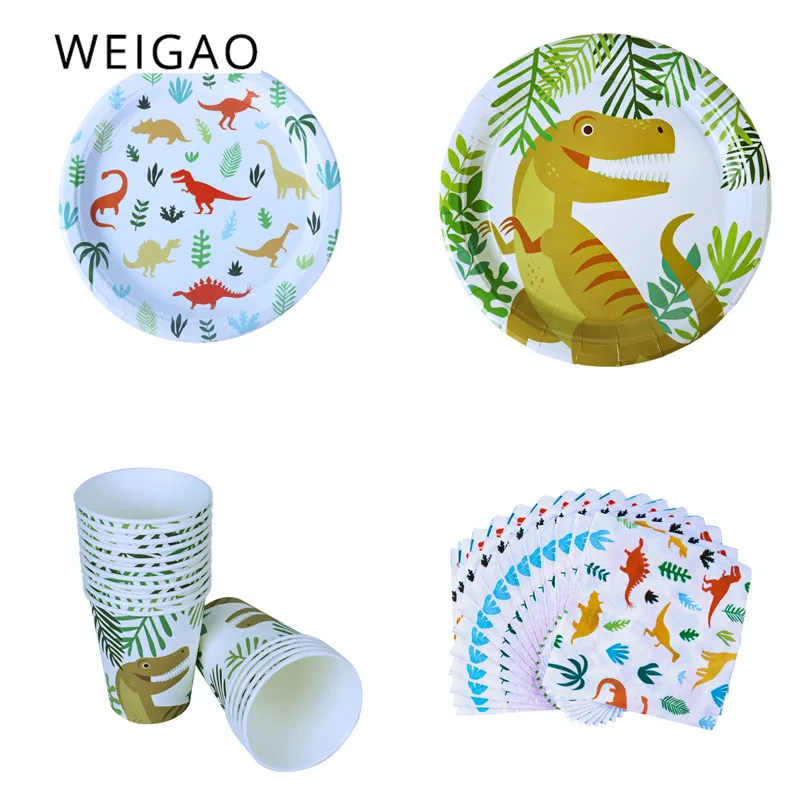 

Dino Party Supplies Dinosaur Paper Plates Cups Napkins Disposable Tableware Set Kids Boy Birthday Jungle Safari Party Decoration