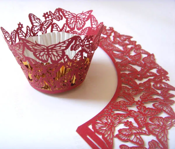 12x белый фиолетовый кружевная Лазерная резка для кексов вкладыш выпечки чашки