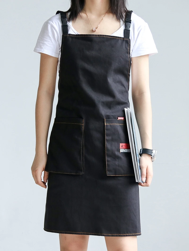 

Korean Fashion Denim Canvas Apron Barista Baking Men And Women Work Clothes Kitchen Coffee Shop Supplies Custom Printing