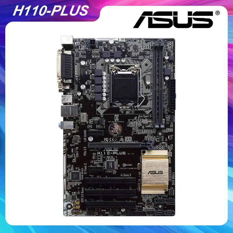 

ASUS H110-PLUS Motherboard 1151 Motherboard DDR4 Intel H110 Chipset Support Core 7350K 6500 Cpus 32GB 2133MHz PCI-E 3.0 USB3.0