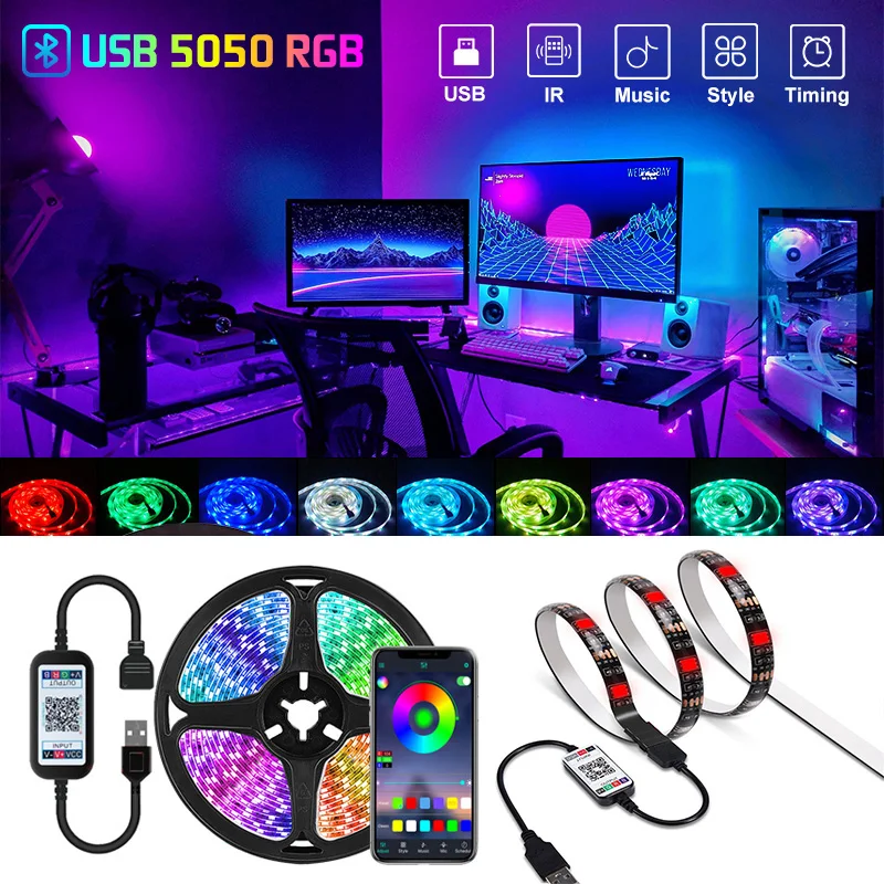 

Светодиодная лента USB 5050 с поддержкой Bluetooth, 5 В, 1/2/3/4/5 м