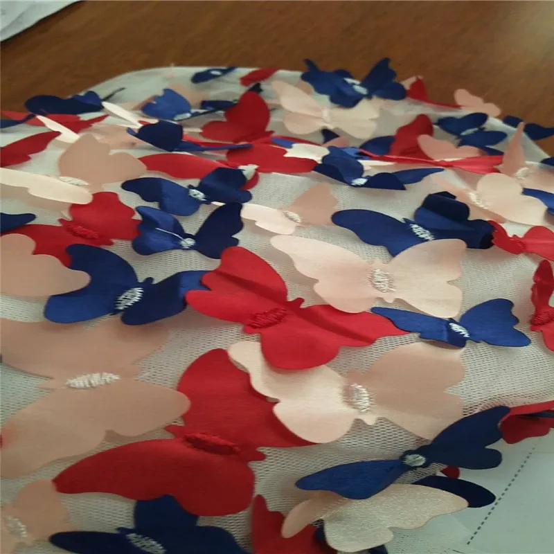 

Embroidered Pattern laser cutting 3d flowers pattern bridal lace mesh fabric for berta wedding dress