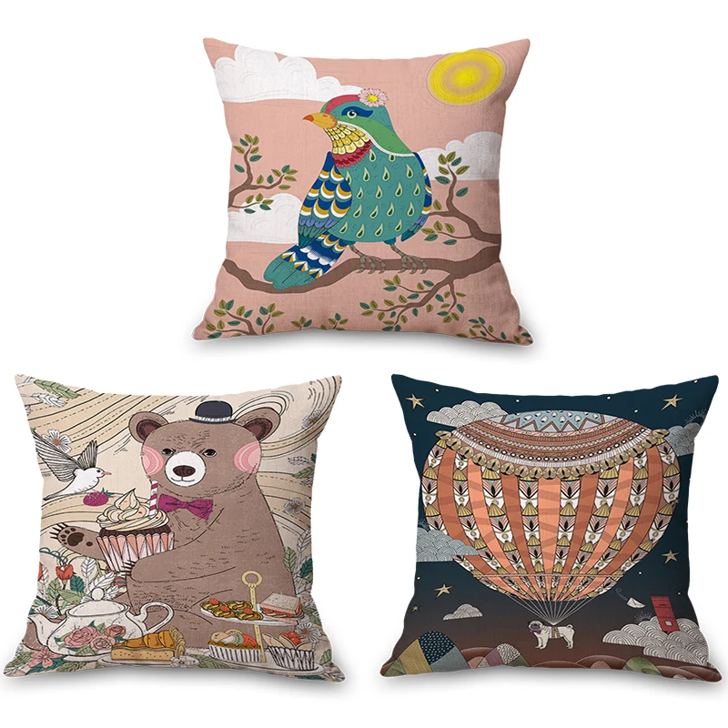 Счастливая птица медведь турецкий тепловой аэростат шеи наволочки для подушек
