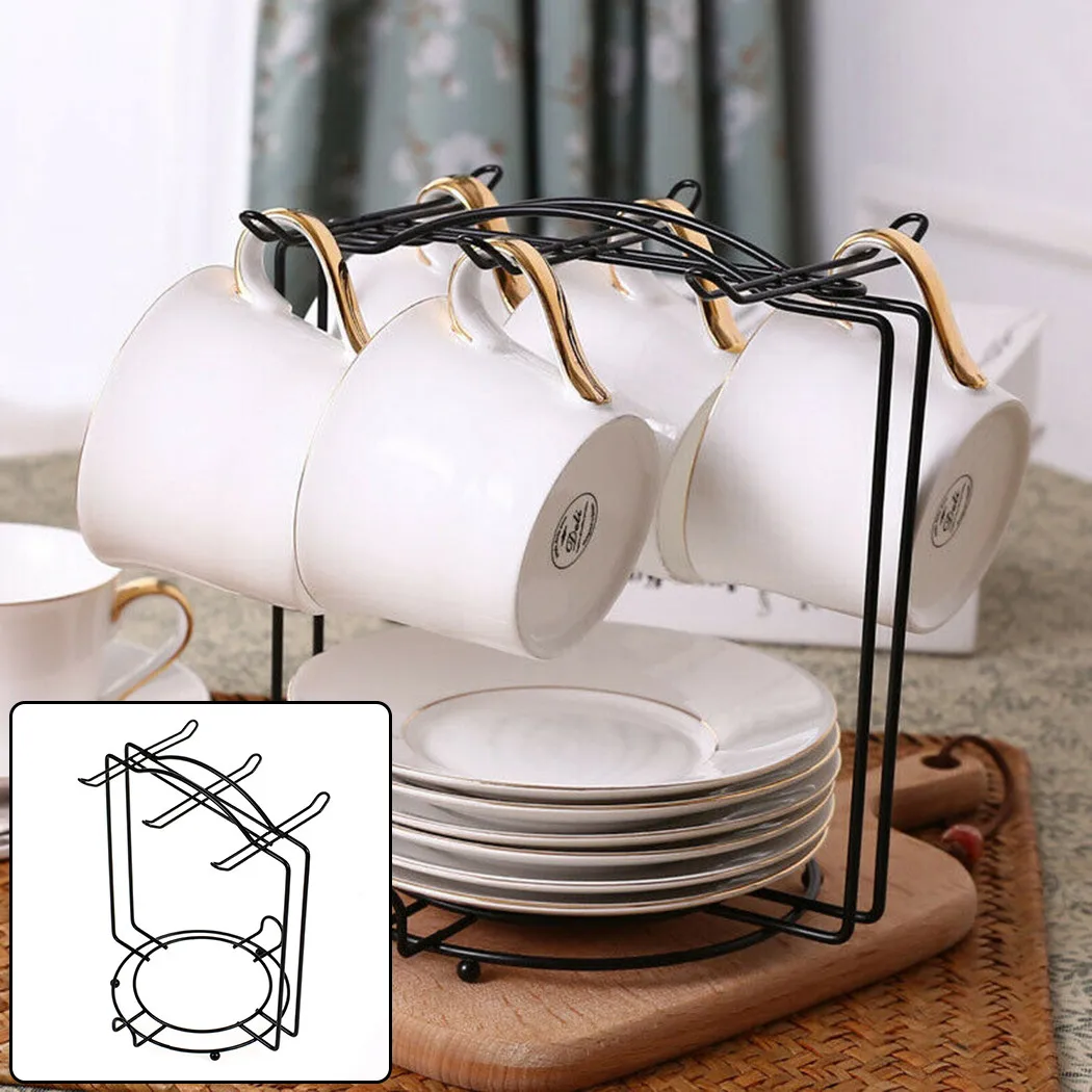 

Cup Plate Storage Rack Holder Stainless Steel Coffee Cups Display Stand Drainer Holder Kitchen Dish Drain Rack Kitchen Storage