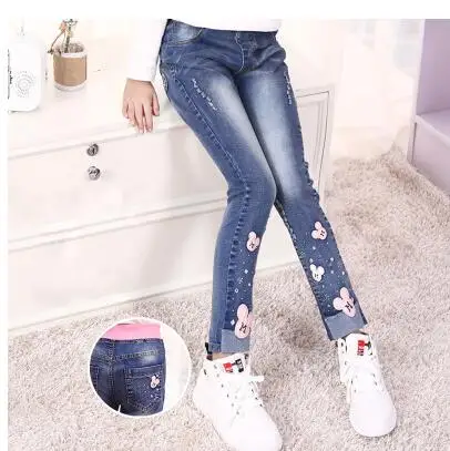 9015 jeans Коллекция года, Весенняя детская одежда джинсы для девочек повседневные тонкие джинсы для маленьких девочек, джинсы для крупных девочек, длинные штаны - Цвет: 9015 jeans