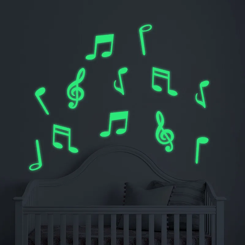 Светящиеся Настенные стикеры в виде музыкальных нот 1 упаковка|Наклейки на стену|