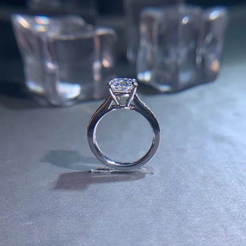 9 к кольцо из белого золота для подарка 1ct 2ct 3ct лабораторный Муассанит DF цвет 4 когти настраиваемые тонкие ювелирные украшения алмазные кольца для возлюбленной