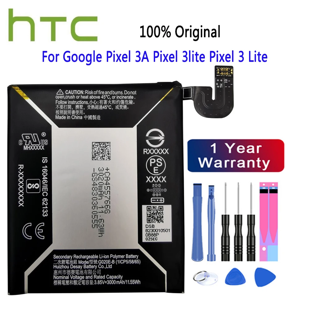 Original Replacement Battery G020E-B For Google Pixel 3A Pixel 3lite Pixel 3 Lite Authenic Rechargeable Battery 3000mAh+ Tools