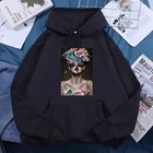 Худи женское свободное с цветочным принтом, модная Толстовка Оверсайз, худи с графическим принтом