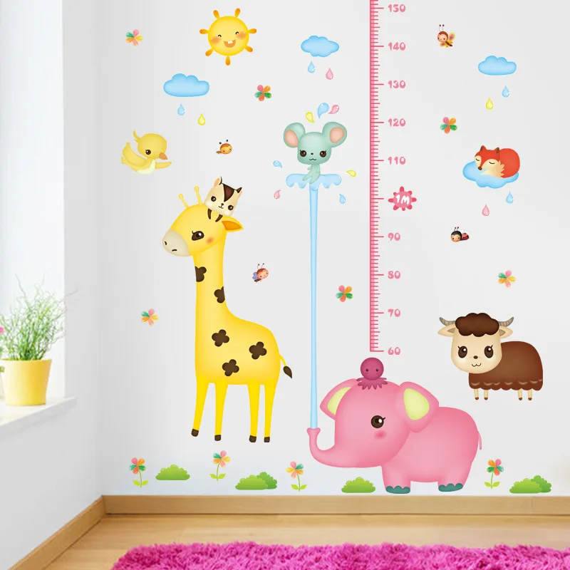 

Cartoon cute animal height wall sticker children's room kindergarten bedroom background decoration Decal