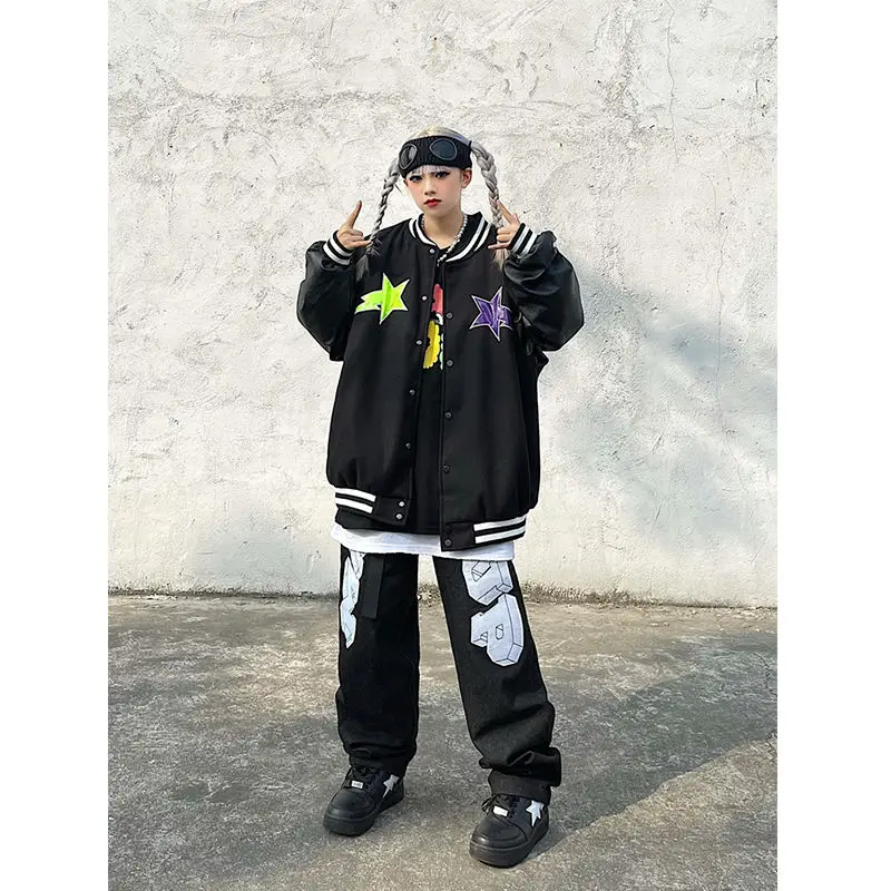 

Spring and autumn 2021 new stitching baseball jacket women's loose long sleeve jacket