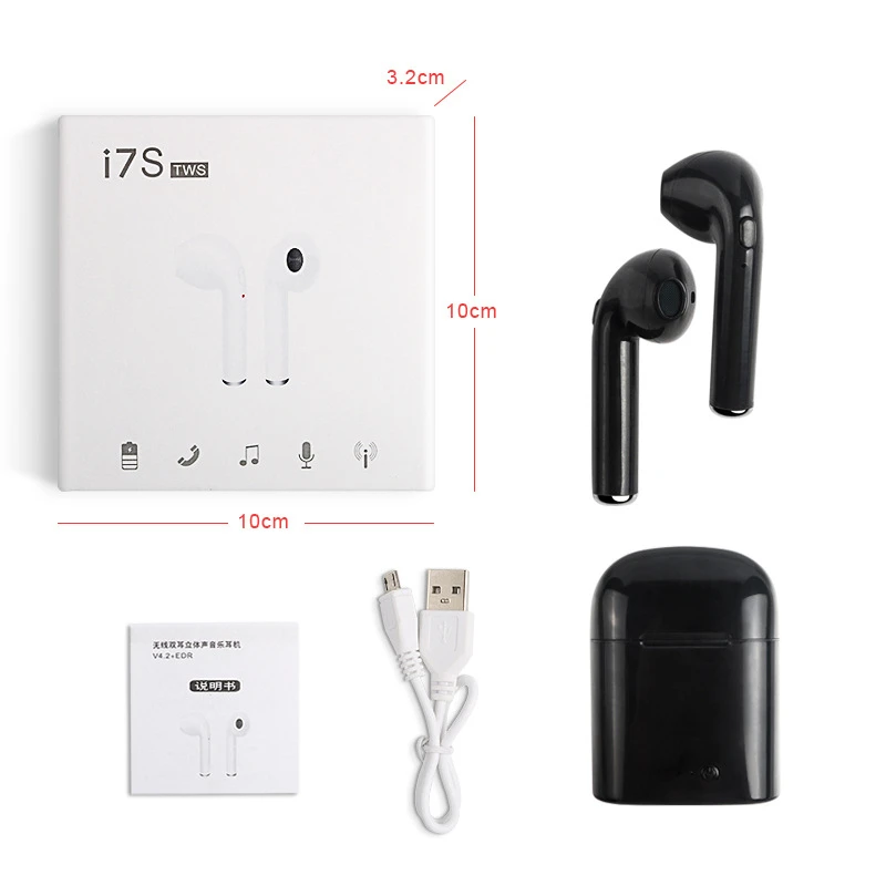 A NO Charging Box I7 TWS мини беспроводные наушники Bluetooth 5,0 спортивные наушники стерео гарнитура с микрофоном для iPhone Xiaomi samsung huawei - Цвет: A NO Charging Box