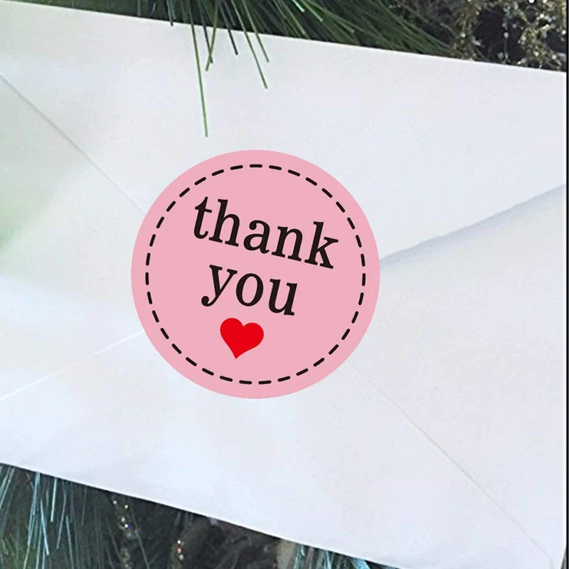 

Pink Paper Label Stickers Thank You Stickers Scrapbooking 500pcs 1" for Wedding Gift Card Business Packaging Stationery Stickers