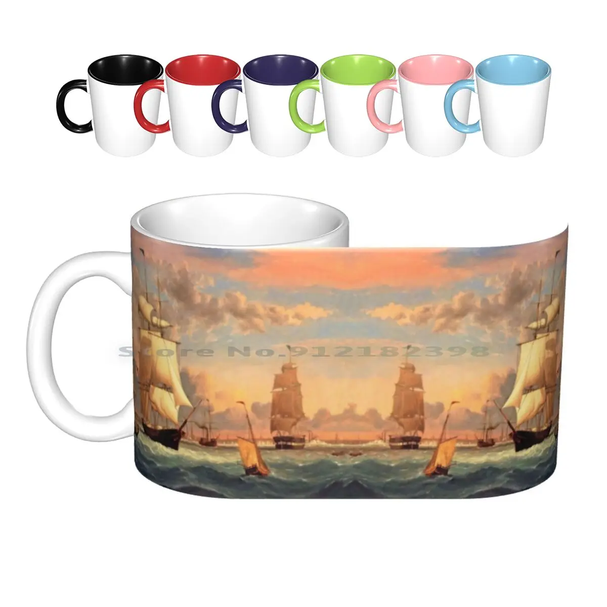 

Tall Ships Ceramic Mugs Coffee Cups Milk Tea Mug Johndsmith Ships Tall Ships Colorful Restore Waves Sail Boats Old Boat Navy