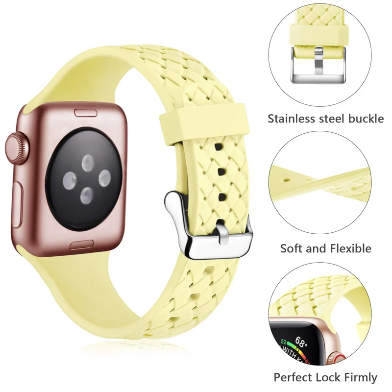 Силиконовый ремешок для Apple watch 5 44 мм 40 iwatch band 42 38 тканый с узором apple браслет 4 3 2