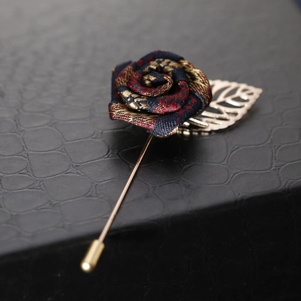 

New Vintage Mixed Fabric Rose Brooches Tassel Chain Men Suit Collar Brooch Lapel Pin Brooches For Women Jewelry Accessories