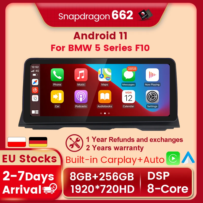 

Автомобильный мультимедийный радиоприемник, Qualcomm 662, Android 11 8 + 256G, 4G LTE, для BMW 5 серии F10 F11 2010-2016, CIC NBT