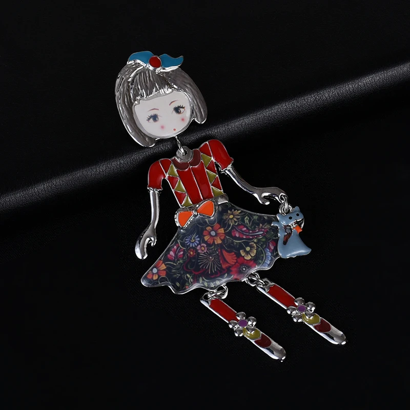 Женская Винтажная брошь с эмалью элегантная в форме куклы аксессуар для