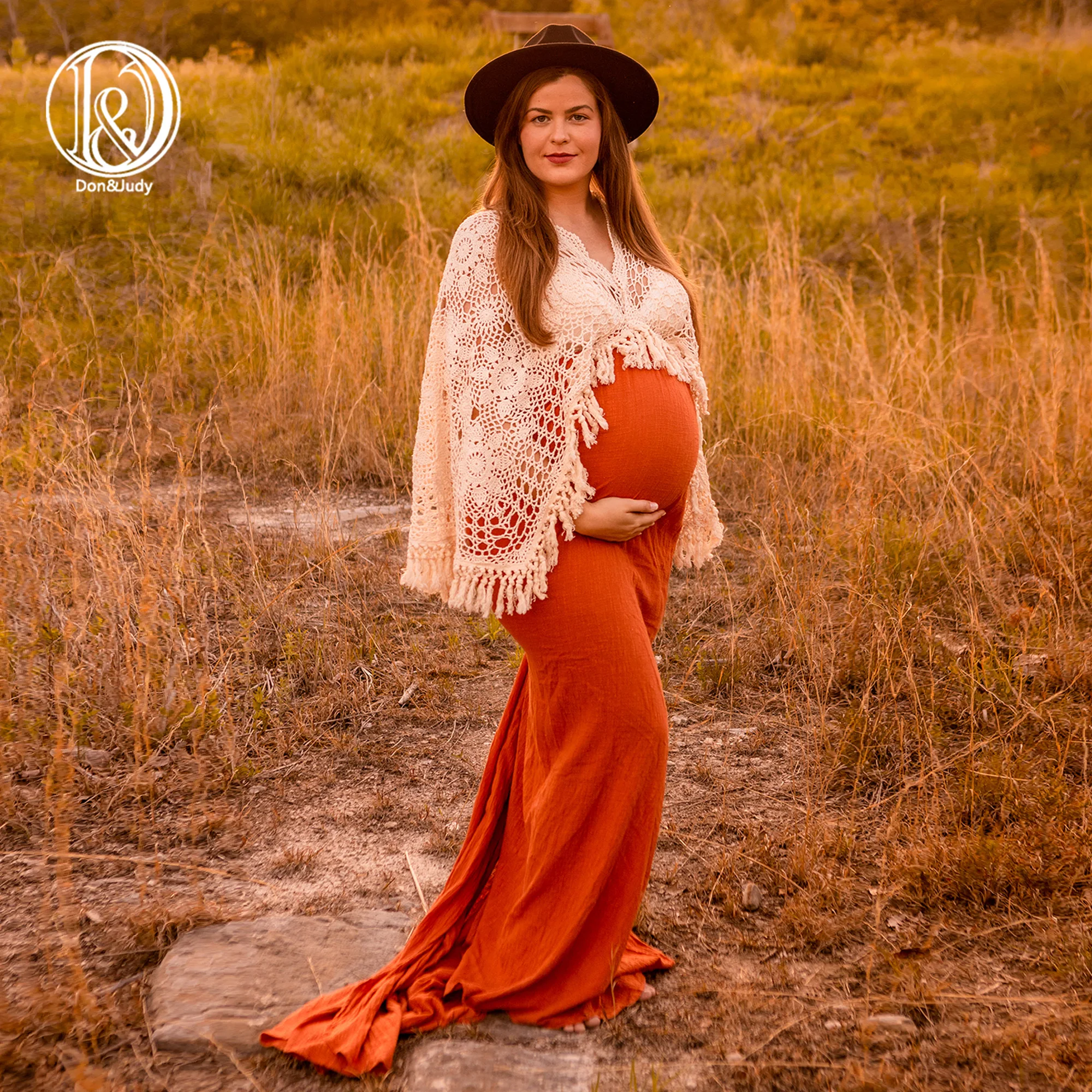 Don&Judy 2021 Boho Style Vintage Maternity Dress for Photography Maternity Photography Maxi Gown Pregnancy Women Long Dresses