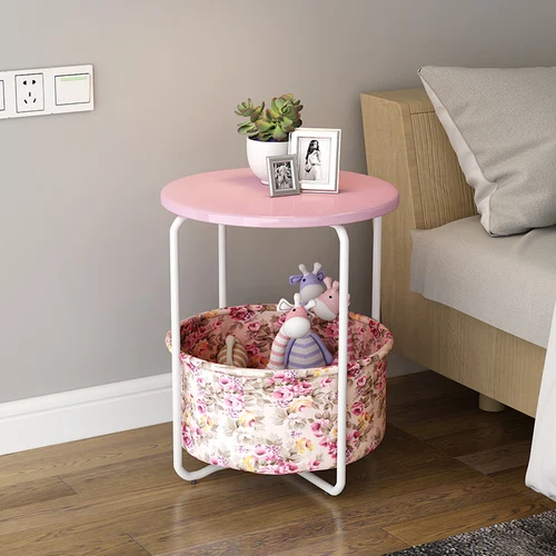 M 2 layer Simple sofa side table corner several multifunctional coffee table bedroom bed table shelf home small round table side table - Цвет: M 2 layer