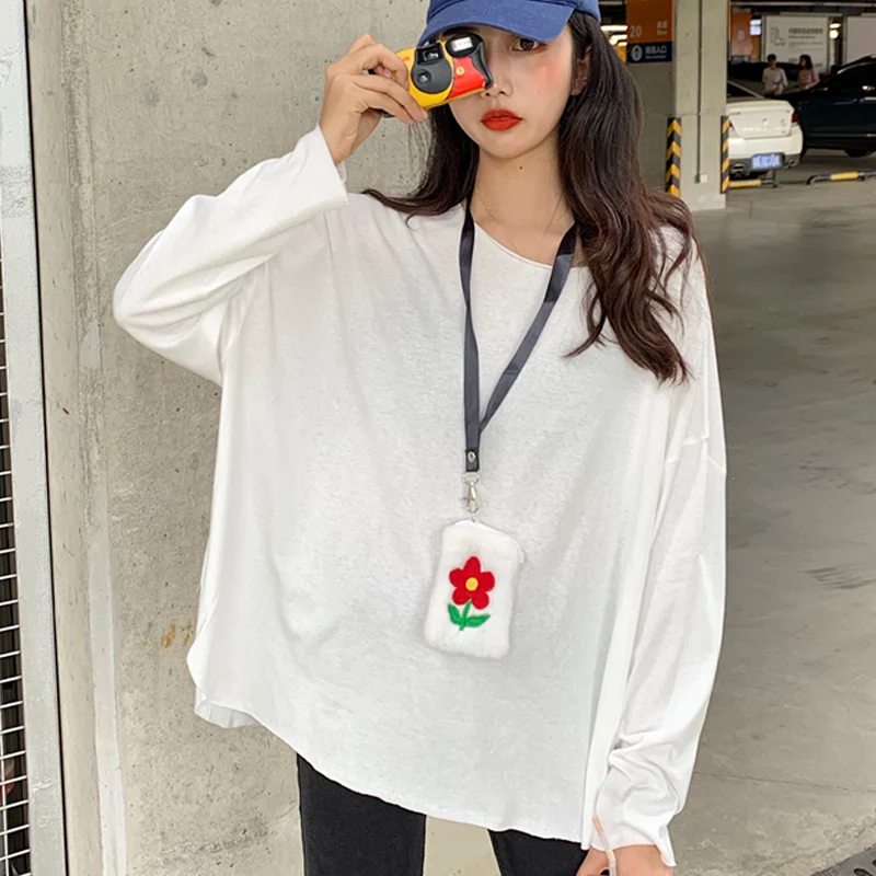 

loose o-neck full casual Korean style Spring and autumn ladies tops Women's Clothing fashion temperament T-Shirts vetement femme