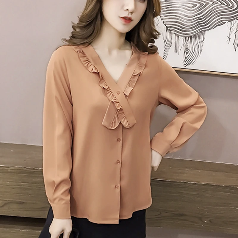 женские офисные рубашки однотонный Блестящий облегающий тонкий Blusa хаки Топы
