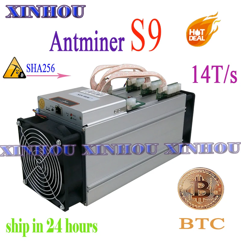 Used BTC BCH miner Antminer S9 14TH/s Asic SHA256 Bitcoin Miner (no PSU) More economical than antminer S9i Z9 T9 A9 DR3 M10