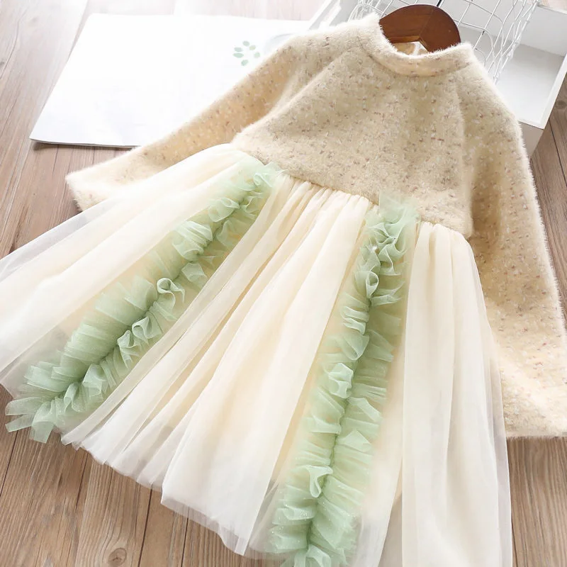Бархатное платье для девочек с имитацией норки детская одежда оптовая продажа |