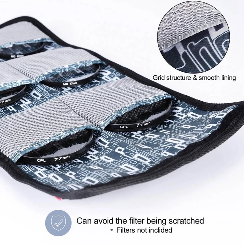 

ABDB-Caden Filter Case 6 Pocket Camera Lens Filter Pouch Bag for 25Mm-86Mm Filters Waterproof for Canon Nikon Sony Camera Lens