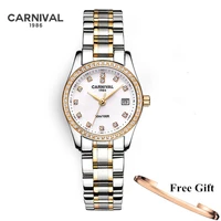 carnival brand ladies fashion watch for women luxury waterproof bracelet dress calendar quartz wristwatch 2022 relogio feminino