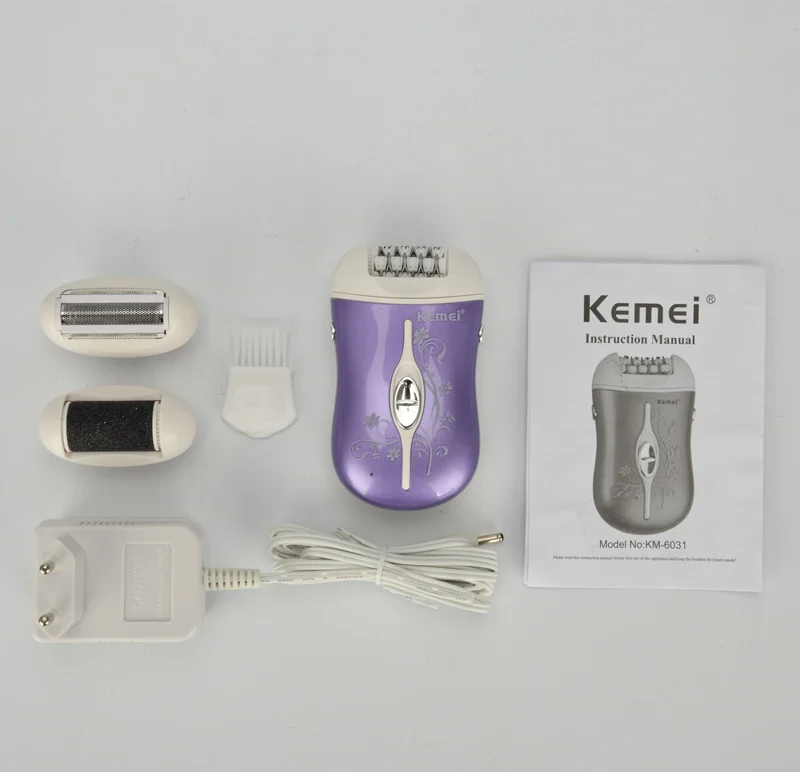 purple-no box Kemei 3 в 1 эпилятор для женщин лица Электрический эпилятор для тела лицо область подмышек бикини удаление волос прецизионный клипер мини D42 - Цвет: purple-no box