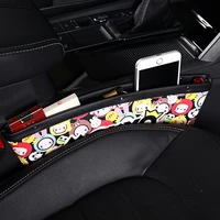 crown monkey car organizer storage car seat slit gap cartoon pocket driver seat catcher cup holder car accessories pu leather