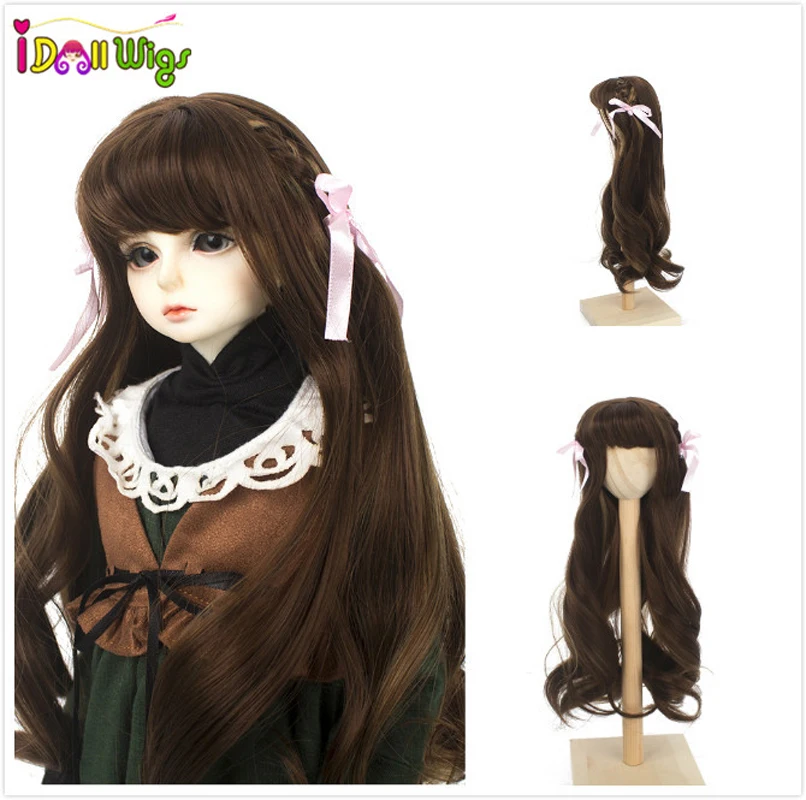

Модный стиль, новинка, яркий Размер 1/3, BJD SD, фото, длинные коричневые волосы из мягкого волокна для новорожденных, аксессуары для кукол