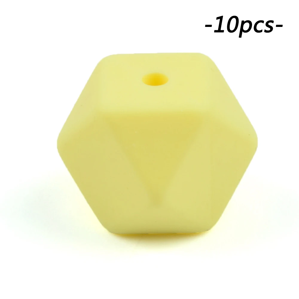 cream yellow LOFCA 10 шт. мини шестигранные силиконовые бусины 14 мм Прорезыватель для зубов Детские Прорезыватели Детские Силиконовые игрушки для изготовления ожерелья без бисфенола - Цвет: cream yellow