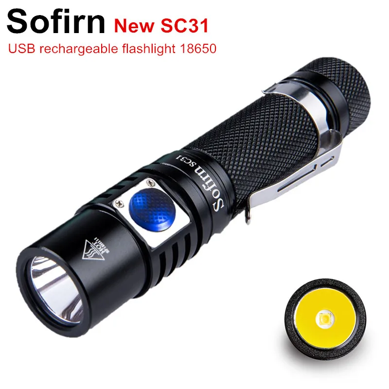 Новое поступление Sofirn SC31 XP-G3 4 режима USB Перезаряжаемый светодиодный фонарик 18650 тактический фонарик EDC лампа с индикатором питания