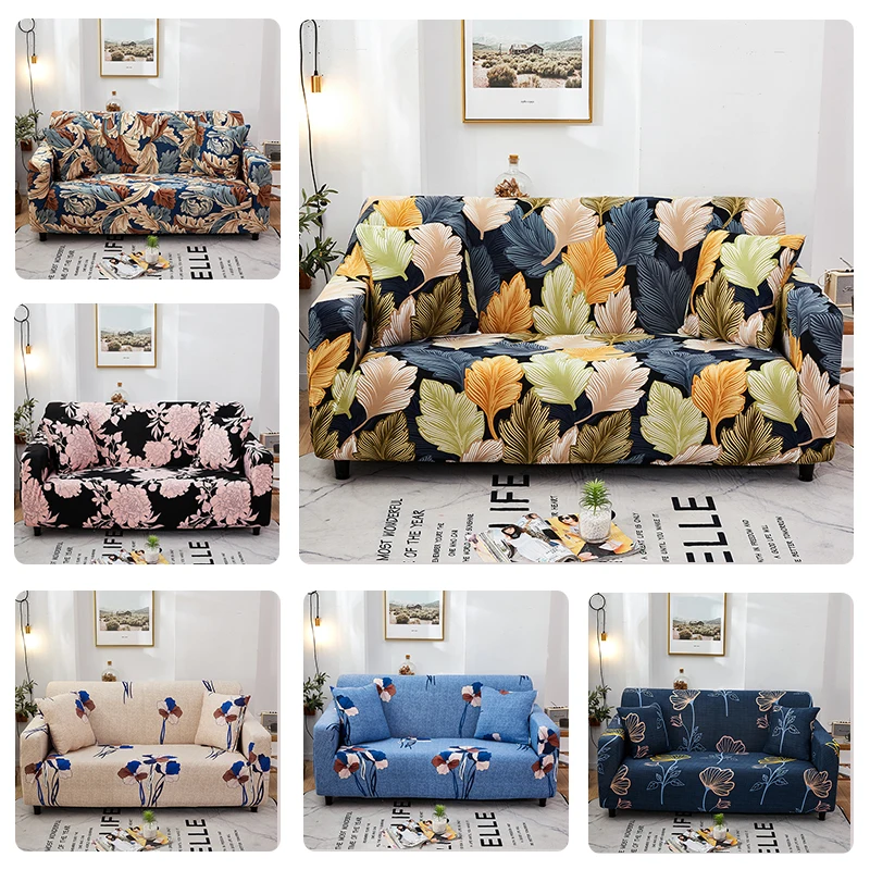 

Flower Printed Elastic Sofa Covers for Living Room Sectional Corner Furniture Slipcover Couch Cover 1/2/3/4 Seater