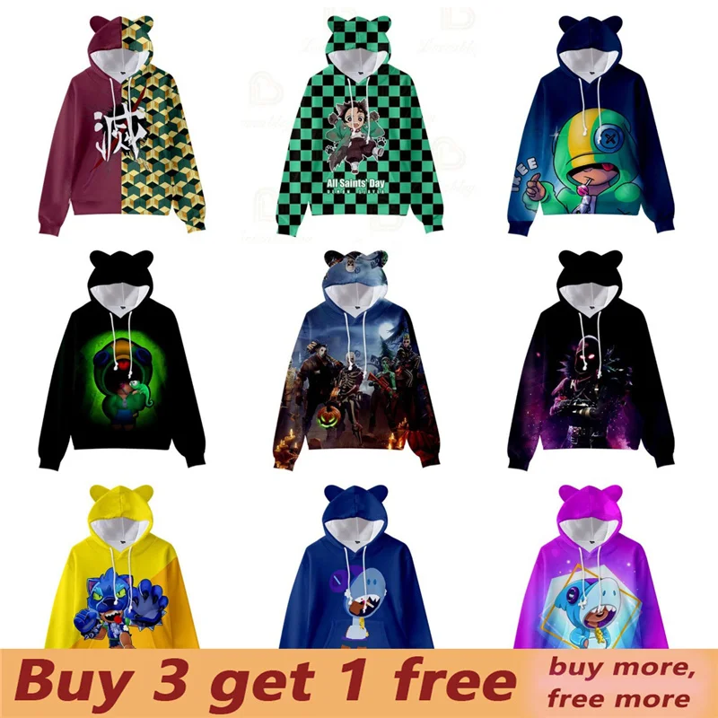 

Buy 3 Get 1 Free One Sale Fortnite Battle Royale Game 110-170cm Children Hoodie 3D Hoodies Streetwear Hip Hop Warm Sweatshirt