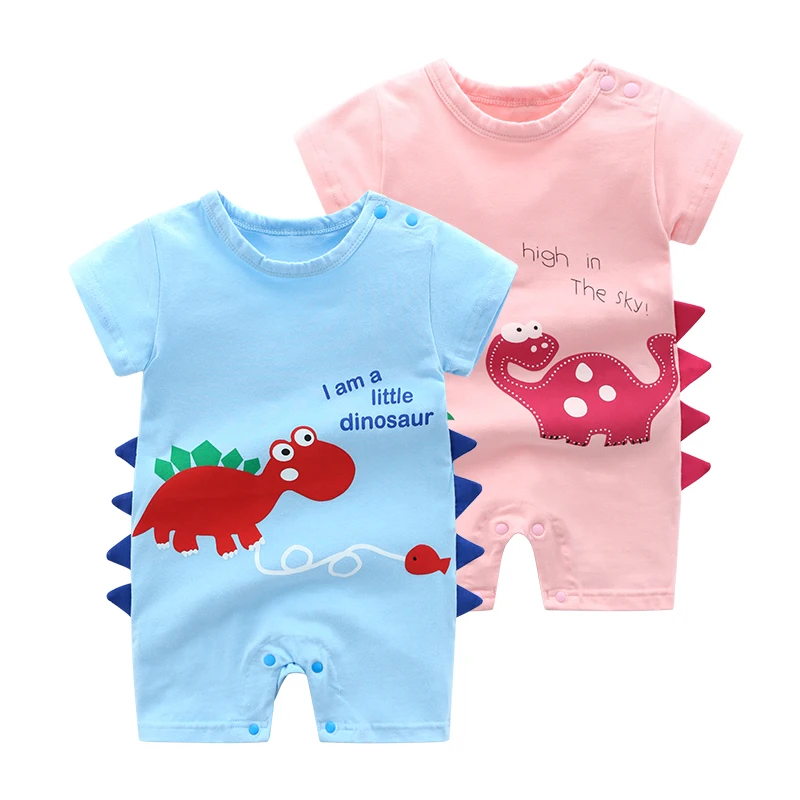 

Комбинезон для новорожденных, летняя одежда для детей 0-24 мес., трикотажный комбинезон с коротким рукавом и мультяшным рисунком, наряды для м...