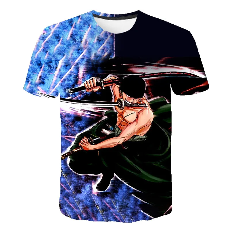 

2021 summer new style Japanese anime personality 3DT shirt Luffy straw hat funny T-shirt men and women O-neck short-sleeved shir