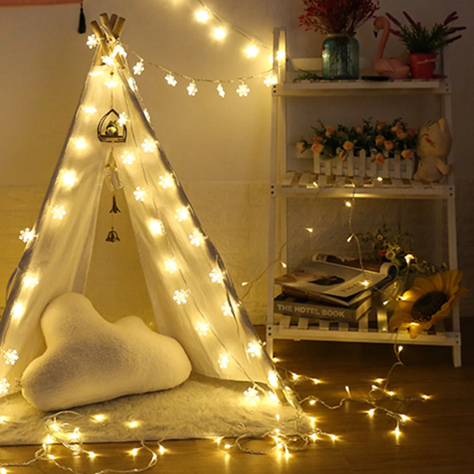 

Snowflake String Lights 10 Pack 10LEDs Christmas Tree Snowflake Lights Battery Powered for Xmas Wedding Party Bedroom Decor